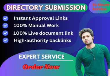 I wiil do Directory submission 100 Manual high quality site