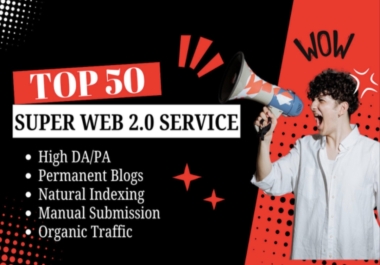 50 High Quality Web 2.0 Backlinks With High DA websites