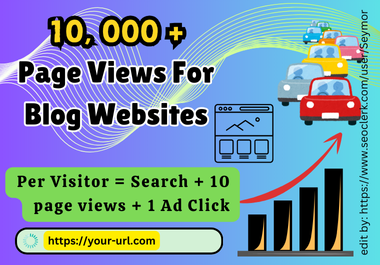 10,000 Page Views From Global Human Traffic / Search and Visits