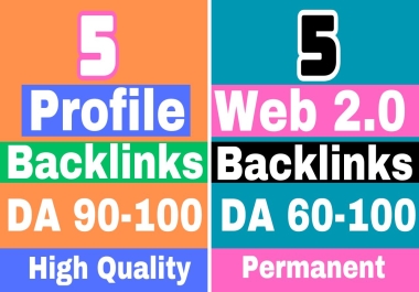 5 Profile Backlinks DA 90-100 And 5 Web 2.0 DA 60-100 for Top SEO