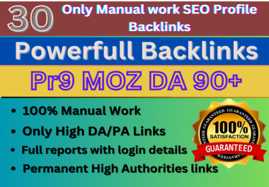 I will do manual 30 High quality profile SEO backlink