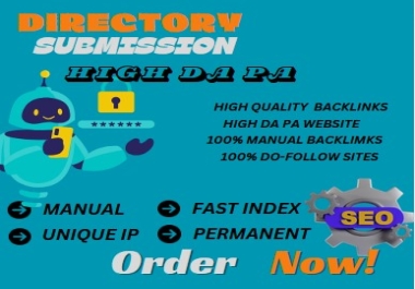 I will manually 120 directory submission do follow backlinks high da pa sites