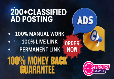 I will do 200+ classified ad posting in top classified AD sites