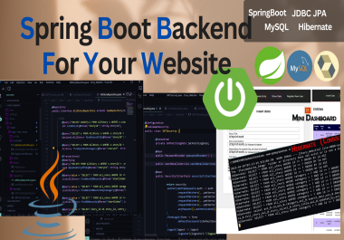 Spring Boot Backend Development for Websites MySQL,  JPA,  Hibernate,  JPQL,  HQL & Spring Security