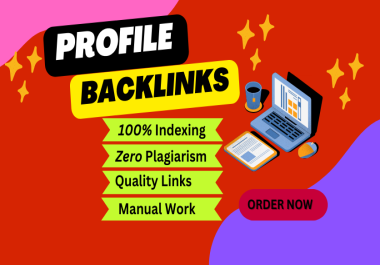 Create 50 strong SEO profile backlinks by hand to boost your site's ranking.