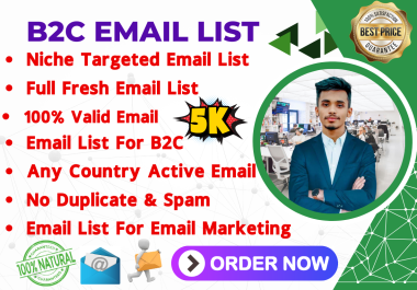 I will do niche targeted email list,  b2c,  Country Based Email,  bulk email list for email marketing