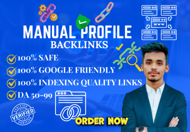 I will 100 SEO profile backlinks with high da authority white hat manual link building