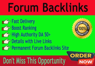 Build 50 Forum Backlinks from unique domain Site