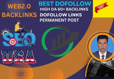 Get 60 high quality WEB 2.o permanent backlinks and high DA backlinks Improve Your Website Ranking.