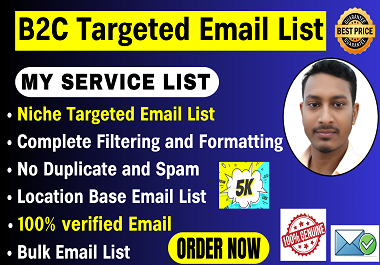 I Will build verified b2c email list niche targeted location for any business