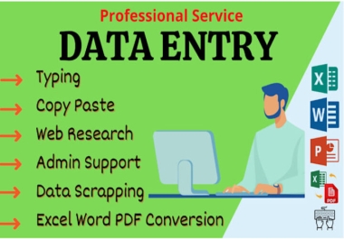 do Data Entry,  Typing job,  Copy and Paste work,  Web Scraping