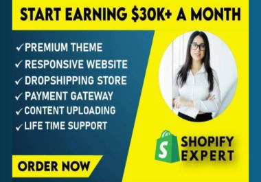 I will build Shopify website design,  Shopify dropshipping store design