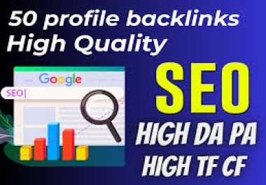 i will create 50 Profile backlinks on high DA 50 Sites