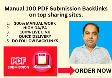 Manual 100 PDF Submission Backlinks on top sharing sites.