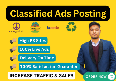 I will post classified ads on top rated classified sites