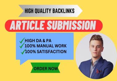 I will create 100 manual article backlinks with dofollow permanent