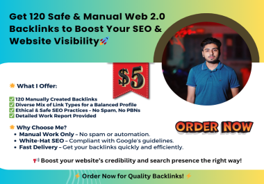 Get 120 Safe & Manual Web 2.0 Backlinks to Boost Your SEO & Website Visibility