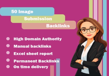 50 Image Submission Backlinks on High DA Sites  for  SEO